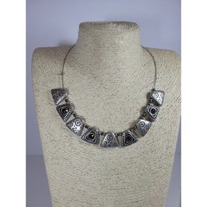 Chico's Silver Tone Wire Rhinestone Bib Necklace